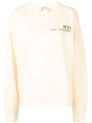 Nº21 logo-print cotton sweatshirt - Neutrals
