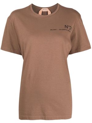 Nº21 logo-print cotton T-shirt - Brown