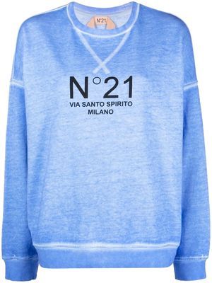 Nº21 logo-print crew neck sweatshirt - Blue
