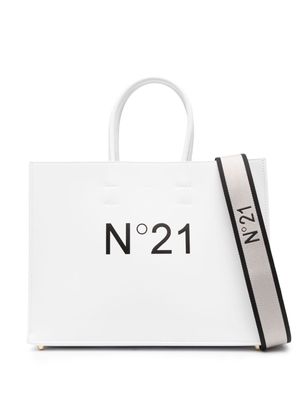 Nº21 logo-print leather tote bag - White