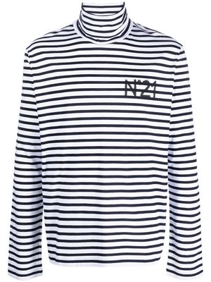 Nº21 logo-print striped sweatshirt - Blue