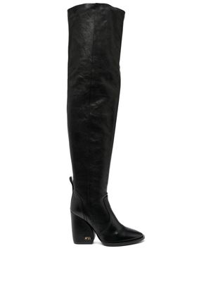 Nº21 logo-sole 100mm leather knee-high boots - Black