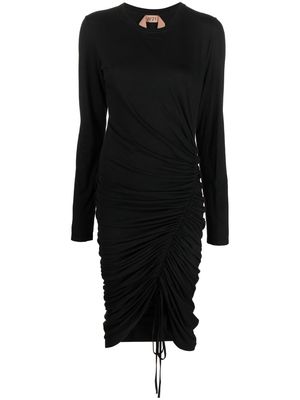 Nº21 long-sleeve gathered-detail dress - Black