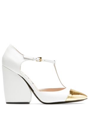 Nº21 Mary Janes 100mm leather pumps - White