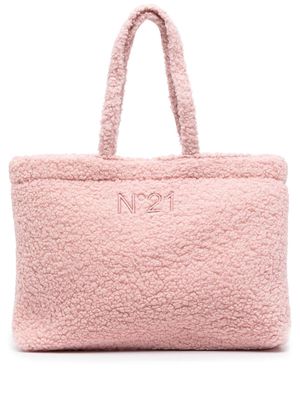 Nº21 Maxi-Logo faux-shearling tote bag - Pink