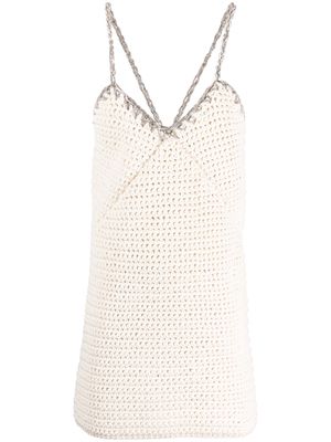 Nº21 metallic-trim knitted dress - White