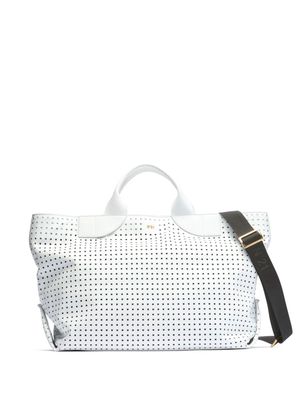 Nº21 panelled perforated tote bag - White