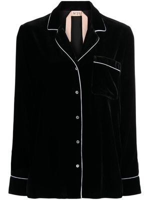 Nº21 piped-trim velvet shirt - Black