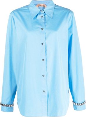 Nº21 rhinestone-embellished long-sleeved shirt - Blue