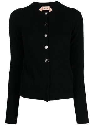 Nº21 round-neck wool cardigan - Black
