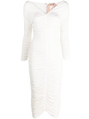 Nº21 ruched-bodice midi dress - White