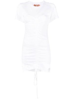 Nº21 ruched cotton T-shirt dress - White