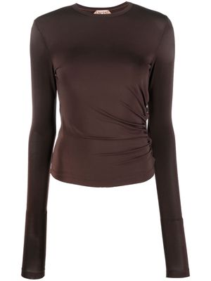 Nº21 ruched-detailing long-sleeve jersey top - Brown