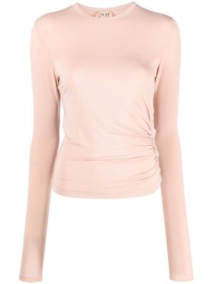 Nº21 ruched-detailing long-sleeve jersey top - Pink