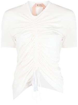 Nº21 ruched short-sleeve T-shirt - White