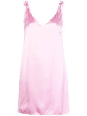 Nº21 ruched-straps V-neck satin dress - Pink