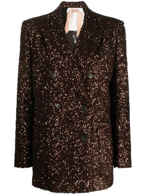 Nº21 sequin double-breasted blazer - Brown