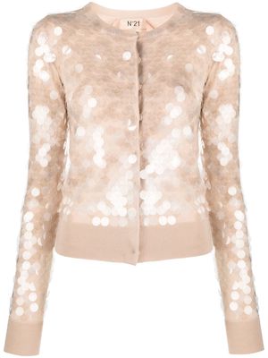 Nº21 sequin-embellished knit cardigan - Neutrals