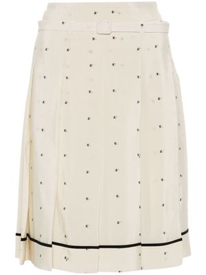 Nº21 silk pleated midi skirt - White