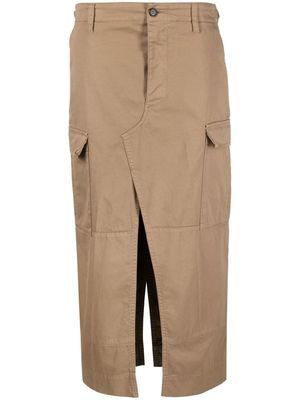 Nº21 slit-detail cargo skirt - Neutrals