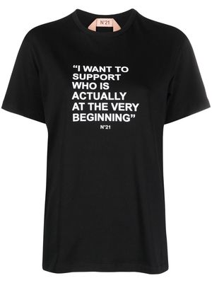 Nº21 slogan-print cotton T-shirt - Black