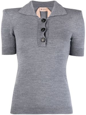 Nº21 spread collar wool polo shirt - Grey