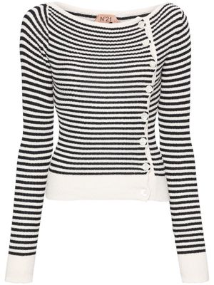 Nº21 striped cotton-blend cardigan - Neutrals