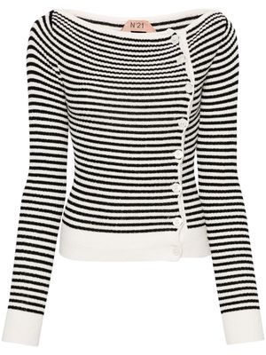 Nº21 striped ribbed-knit cardigan - Black