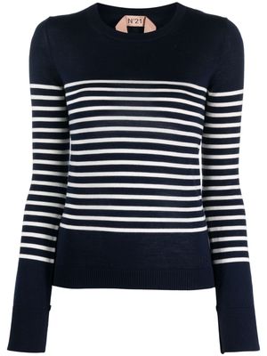 Nº21 striped virgin-wool jumper - Blue