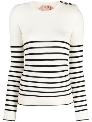 Nº21 striped wool knitted top - White