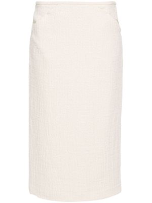 Nº21 tweed fitted midi skirt - White