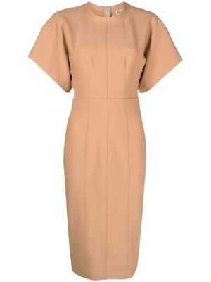 Nº21 wide-sleeve fitted midi dress - Neutrals