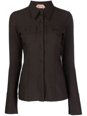 Nº21 woven patch-pocket shirt - Brown