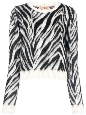Nº21 zebra-print knit jumper - Black