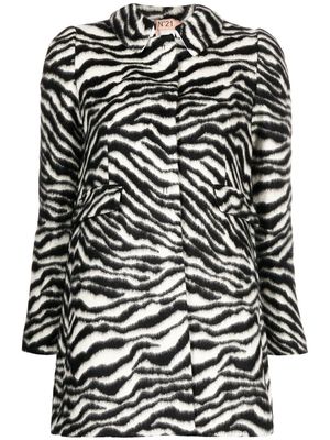 Nº21 zebra-print virgin-wool coat - Black