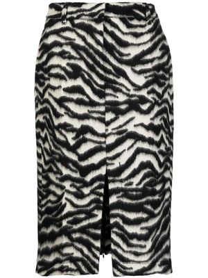 Nº21 zebra-print wool midi skirt - Black