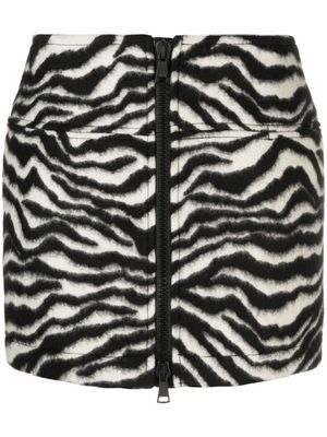 Nº21 zebra-print wool zipped skirt - Black
