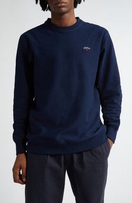 Noah Classic Cotton French Terry Crewneck Sweatshirt in Navy