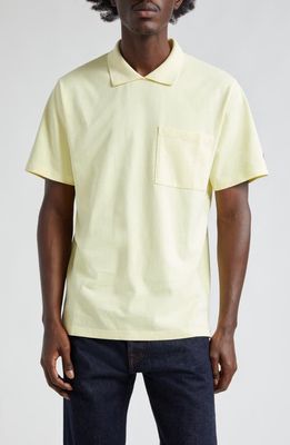 Noah Collared Cotton Pocket T-Shirt in Primrose