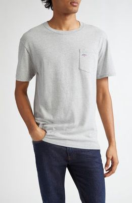 Noah Core Logo Cotton Pocket T-Shirt in Heather Grey 