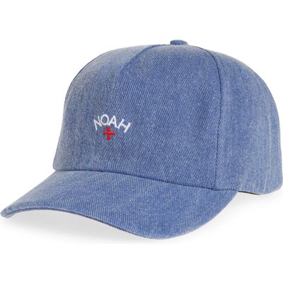 Noah Core Logo Denim Adjustable Baseball Cap in Ultramarine 