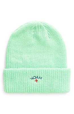Noah Core Logo Embroidered Beanie in Lime