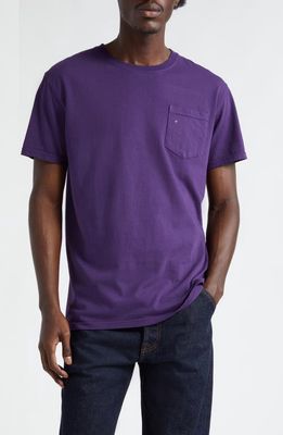 Noah Logo Pocket Cotton T-Shirt in Dark Purple
