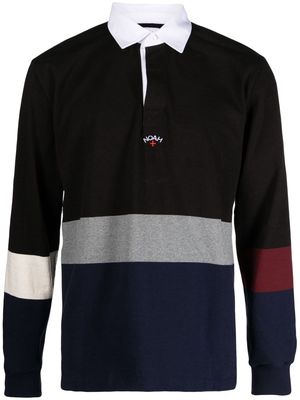 NOAH NY logo-embroidered long-sleeved polo shirt - Black