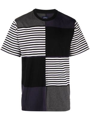 NOAH NY striped patchwork-design T-shirt - Black