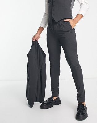 Noak 'Camden' skinny premium fabric suit pants in charcoal gray with stretch