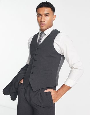 Noak 'Camden' skinny premium fabric suit vest in charcoal gray with stretch