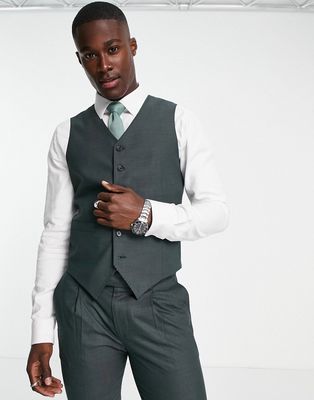 Noak 'Camden' skinny premium fabric vest in green with stretch