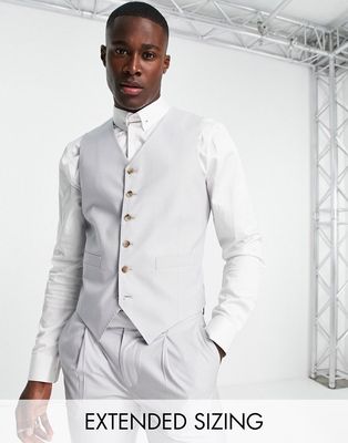 Noak 'Camden' skinny premium fabric vest in light gray with stretch