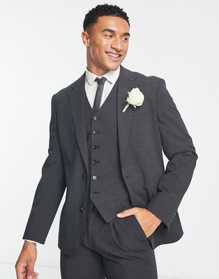 Noak 'Camden' slim premium fabric suit jacket in charcoal gray with stretch